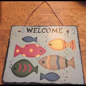 Painted slate welcome sign